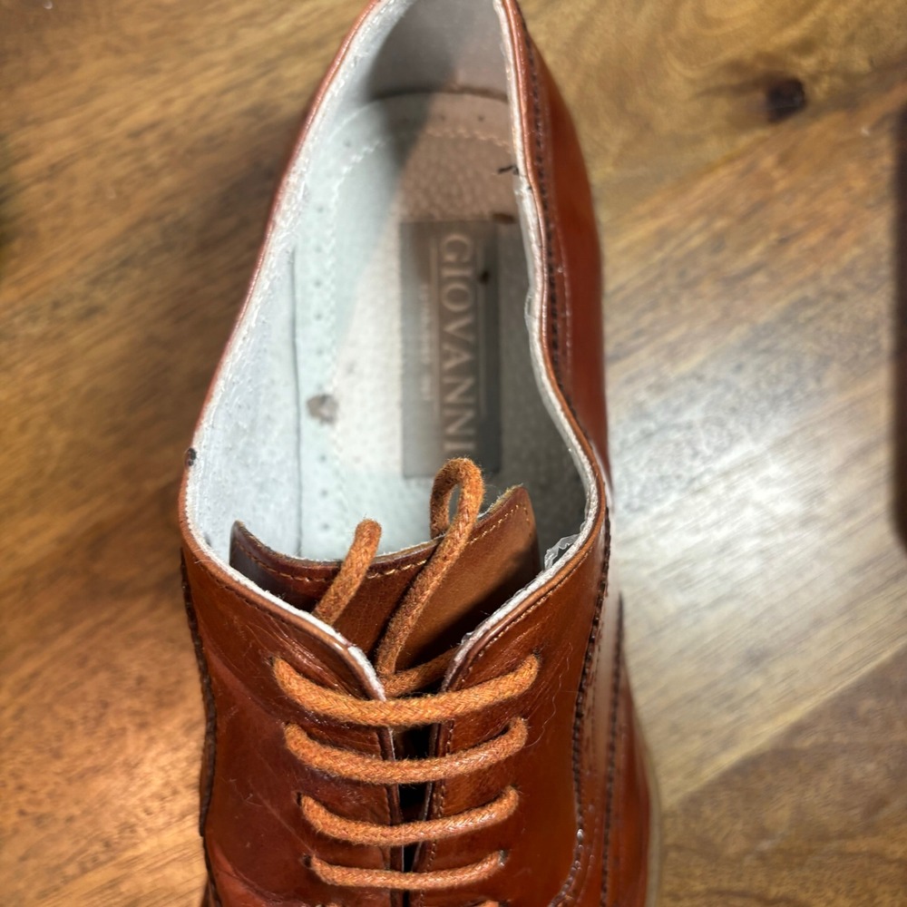 Giovanni Ferrara Leather Wingtip Oxford Dress Shoe  Lace Up Formal Brown size 12 - Picture 8 of 11